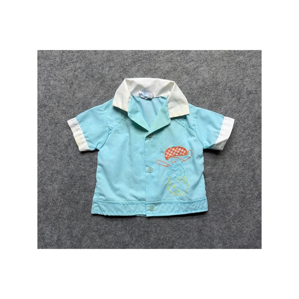 Vintage Mayfair Kids Blue Short Sleeve Embroidered Baseball Shirt Philippines